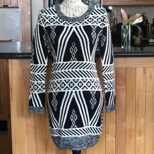 NEW Pink Rose, Thick Black & White Sweater Dress